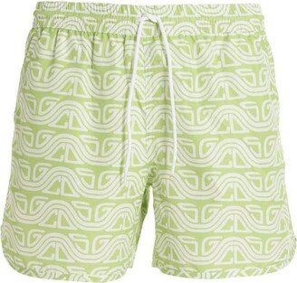 Waved-Logo Drawstring Swim Shorts-AA