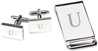 Silver Plated Cufflinks and Money Clip Set U