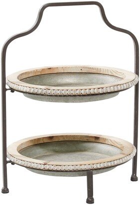 SONOMA SAGE HOME Gray Metal Beaded Two Level Tiered Server