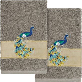 Linum Home Textiles Turkish Cotton Penelope Embellished Hand Towel Set, 2 Piece