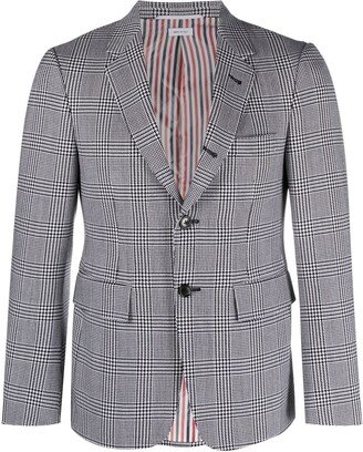 Check-Pattern Single-Breasted Blazer-AE