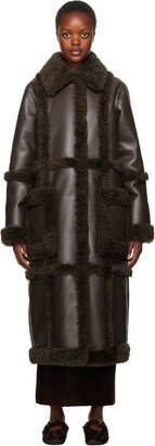 Brown Patrice Faux-Leather Coat