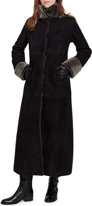 Slim Fit Floor Length Shearling Coat