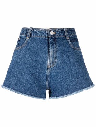 Embroidered-Logo Denim Shorts-AB