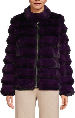 Channeled Faux Fur Jacket-AB