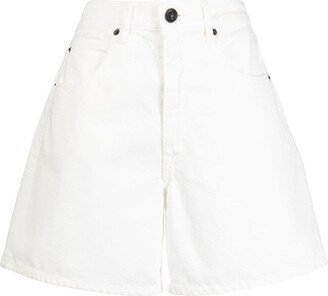 Thigh-Length Denim Shorts-AA