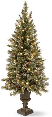 National Tree Company 4' Glittery Bristle Pine Entrance Tree With Urn Base & 100 Led Lights