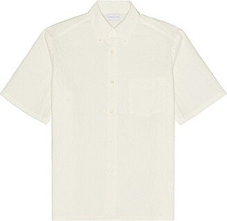 Crinkled Short Sleeve Shirt in White