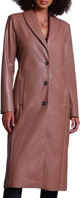 Faux Leather Trench Coat-AK