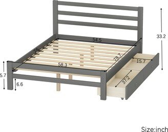 Wood platform bed with two drawers-AB