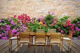 9 Piece Teak Wood Italy Table/Chair Set With Cushions