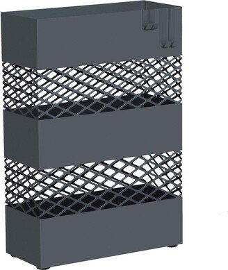 Metal Umbrella Stand, Rectangular Umbrella Holder Rack, with Removable Drip Tray, Lattice Cutouts-Anthracite Gray