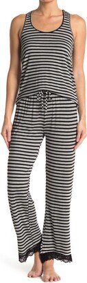 Lace Trim Racerback Tank & Pants 2-Piece Pajama Set
