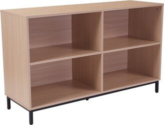 Emma and Oliver 4 Shelf 29.5H Open Bookcase Storage in Oak Wood Grain Finish