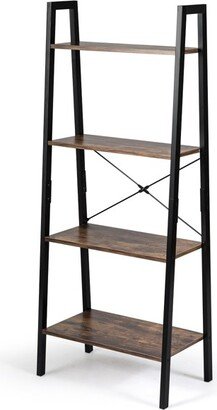 Tangkula 4-Tier Ladder Storage Rack Bookcase Display Shelves Plant Stand