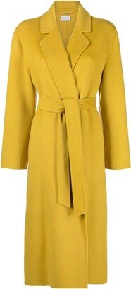 Tied-Waist Long Wool Coat