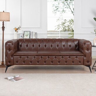 RASOO Refined Square Arm 3-Seater Sofa - Modern Design, Removable Cushions, Dutch Velvet Fabric