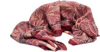 All-Over Paisley Printed Fringed Scarf-AA