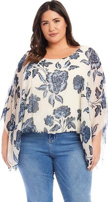 Size Blouson Scarf Top (Print) Women's Clothing