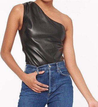 Chrissa Vegan Leather Bodysuit In Black