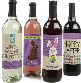 Big Dot Of Happiness Hippity Hoppity - Easter Bunny Party Decor - Wine Bottle Label Stickers - 4 Ct