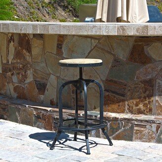 Newman Outdoor Adjustable Acacia Wood Barstool