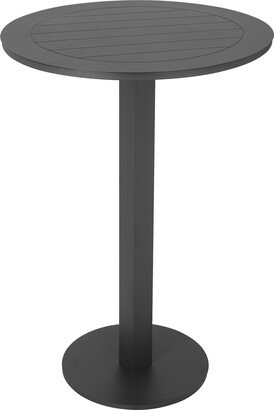 Keli 43 Inch Outdoor Bar Table, Smooth Gray Aluminum, Foldable Design