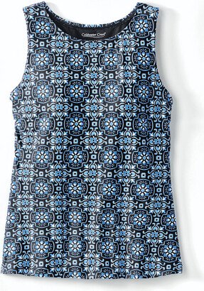 Women's Radiant Tile High Neck Tankini Top - Black/Blue Belle - 14