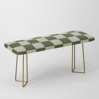 checkerboard hand-painted-olive Benches