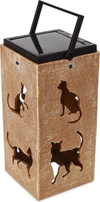 Techko Maid LED Solar 10.8 Portable Cat Cut Out Decorative Outdoor Lantern Clear