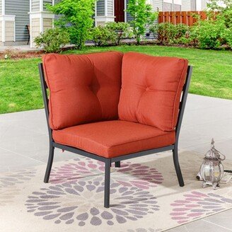 Patio Festival Outdoor Corner Chair with Red Cushion