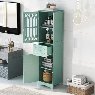 Freestanding Tall Bathroom Cabinet with Acrylic Door