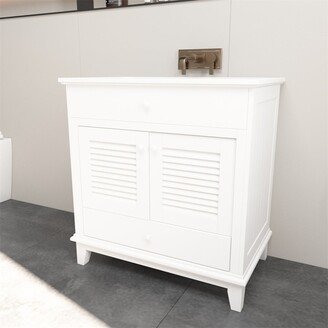 BESTCOSTY 30Bathroom Cabinet without Sink Including Two Doors and One Drawer-White