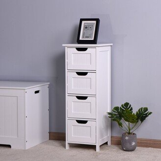 White Bathroom Storage Cabinet, Freestanding Cabinet with Drawers