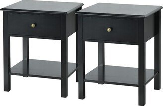 2PCS Nightstand Drawer Shelf Storage Display Black