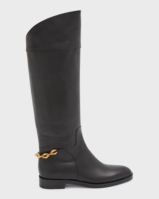 Nell Leather Chain Tall Riding Boots