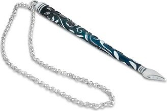 Blue & Light Torah Pointer With Personalize Tag Hebrew Or English Name, Pomegranate Design, Weather Resistant Yad Bar Mitzva Gift