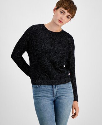 Women's Metallic-Knit Crewneck Sweater