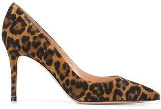 Gianvito 85mm leopard-print pumps