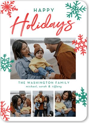 Holiday Cards: Snowy Snapshots Holiday Card, White, 5X7, Holiday, Signature Smooth Cardstock, Rounded