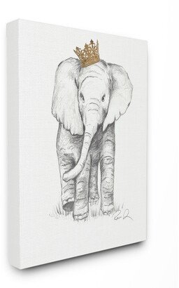 Elephant Royalty Graphite Drawing Canvas Wall Art, 16 x 20