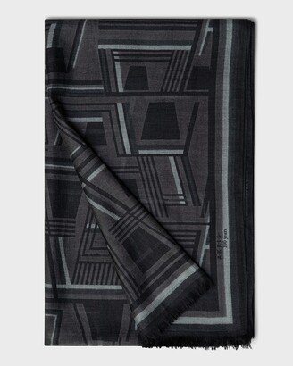 Cashmere Silk Zig-Zag Trapezoid Print Scarf