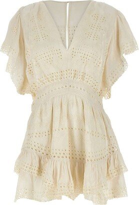 Loryn Embroidered V-Neck Playsuit