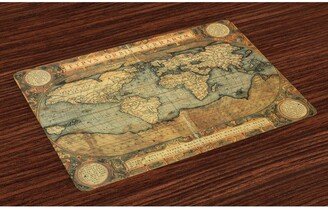 World Map Place Mats, Set of 4