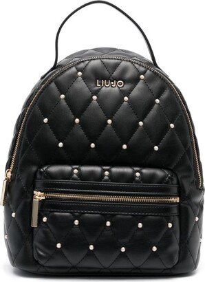 Pearl-Embellished Quilted Backpack