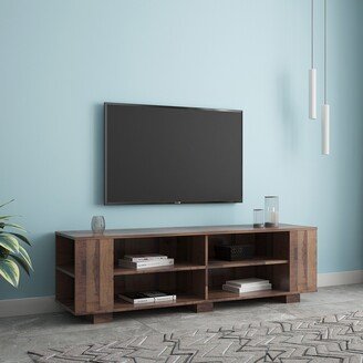 RASOO TV Stand for up to 65 Flat Screen, Modern Entertainment Center, Universal TV Storage Cabinet with 8 Open Shelves