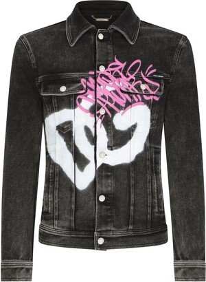 spray-print denim jacket