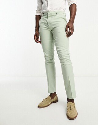 skinny suit pants in light green