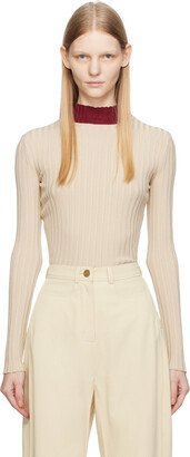 Beige Colorblocked Turtleneck