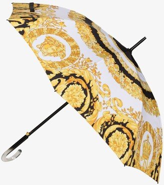 White Baroque Print Umbrella